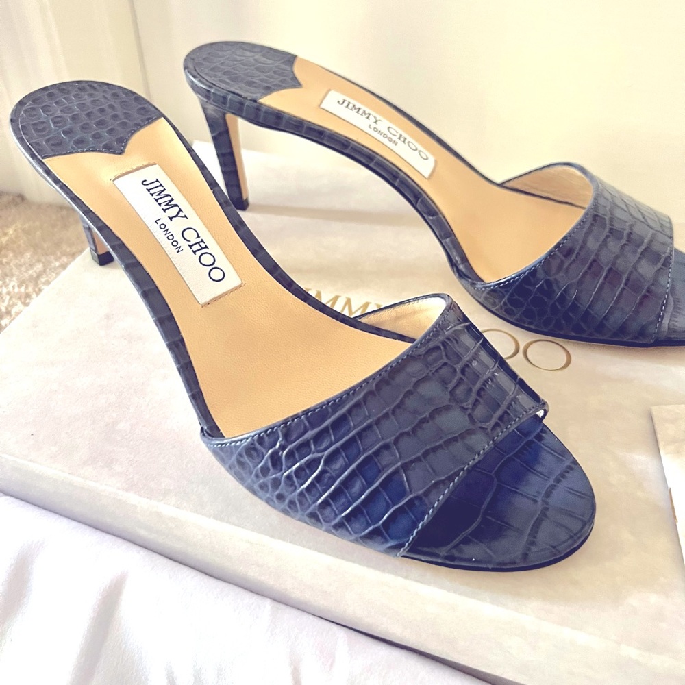 Jimmy Choo Stacey 65 Denim Croc Mule